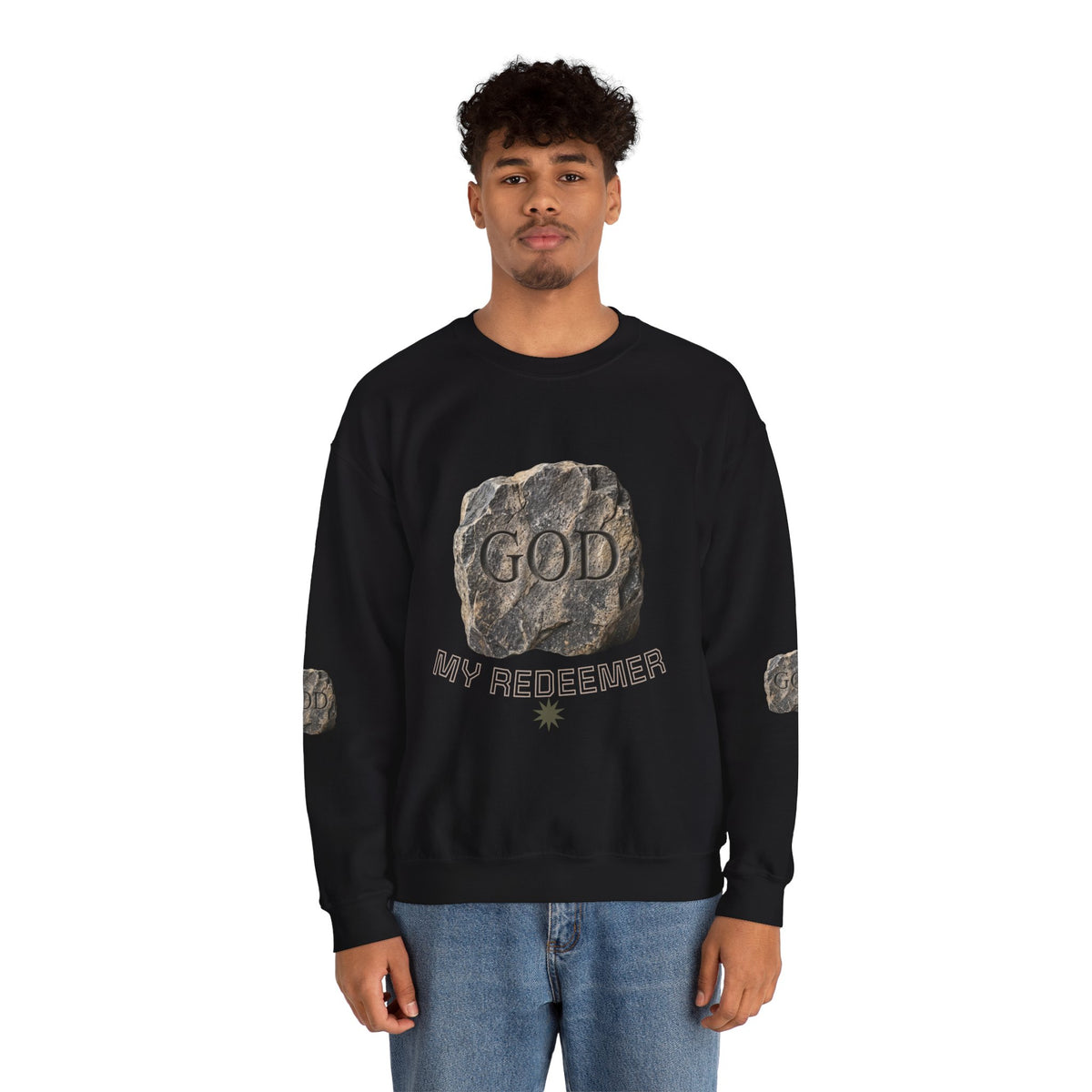 Mercy Manna My Redeemer Crewneck Sweatshirt – Stone Graphic Love Pullover