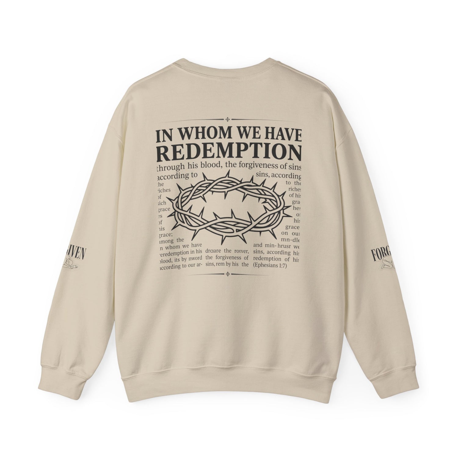 "Forgiven" Heavy Blend Crewneck Sweatshirt — Unisex Graphic Pullover