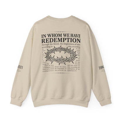 "Forgiven" Heavy Blend Crewneck Sweatshirt — Unisex Graphic Pullover