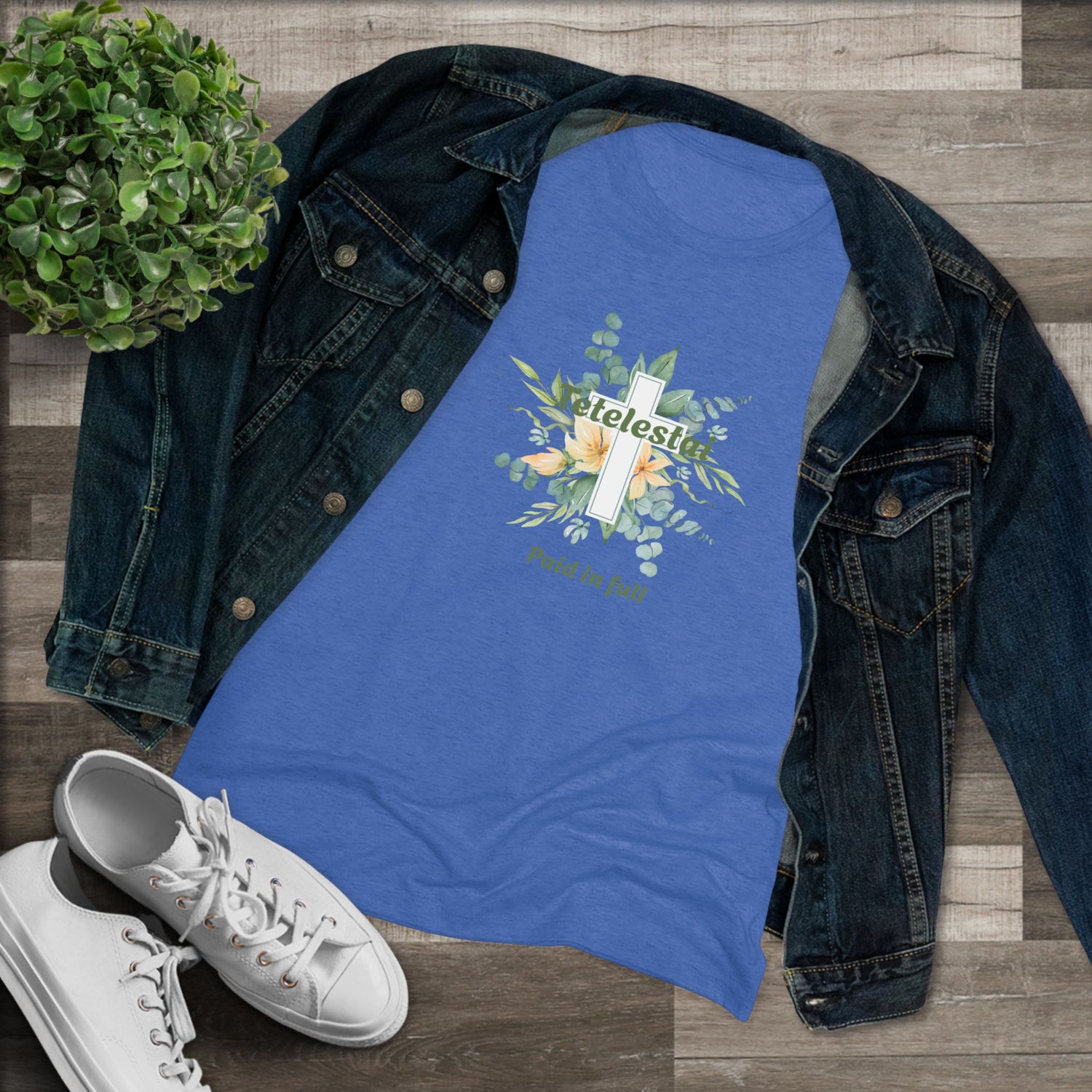 "Paid in Full" Floral Cross Graphic Tee — Women&