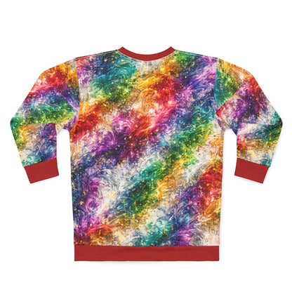 Tie-Dye Heart Anchor Sweatshirt — "Love Never Fails" Colorful All-Over Print