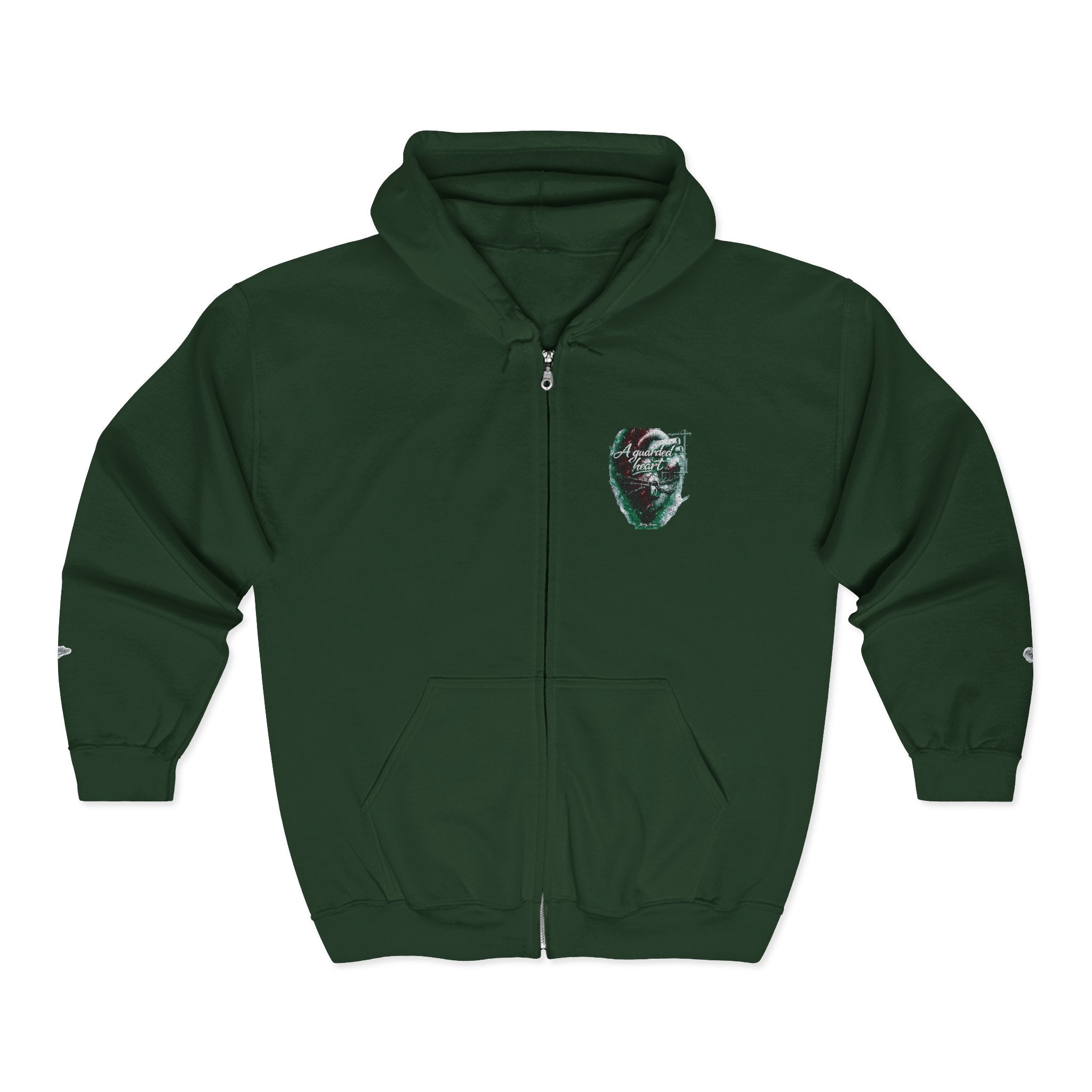 Christian Zip Hoodie — "A Guarded Heart" Abstract Faith Streetwear Jacket