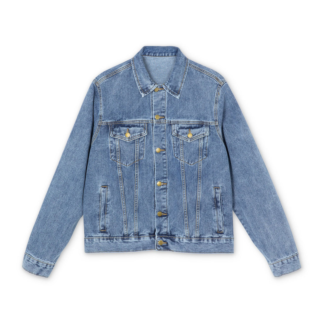 "Trust in God" Gold Wings Embroidered Denim Jacket — Men&