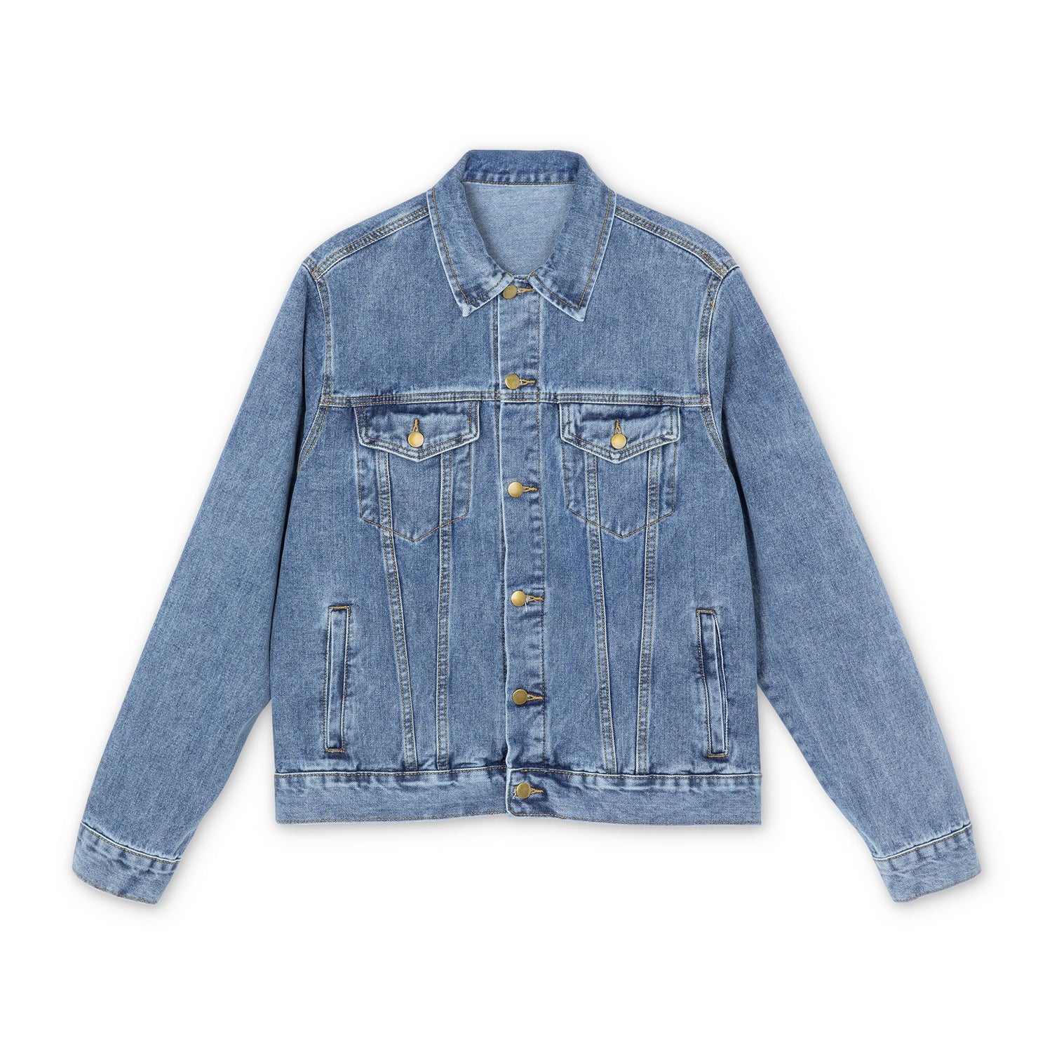 "Trust in God" Gold Wings Embroidered Denim Jacket — Men&