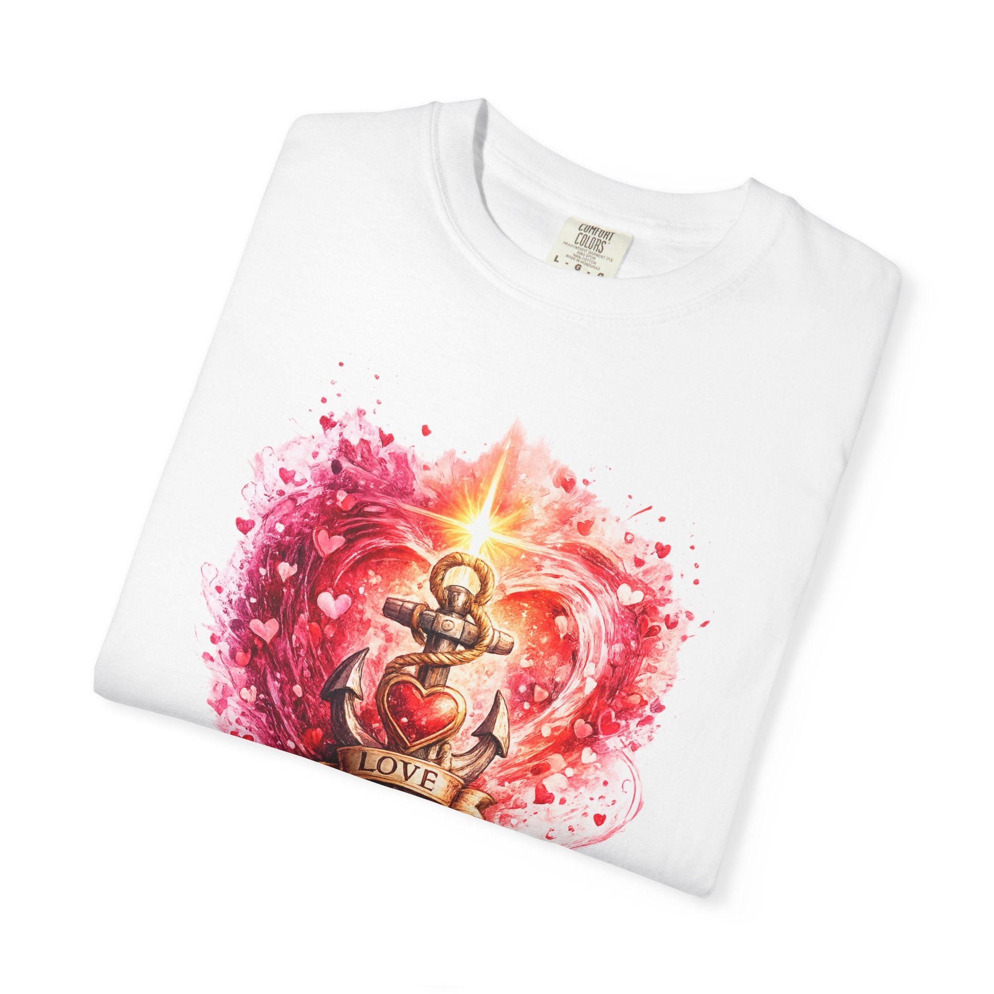 Love Never Fails Graphic Tee — Anchor Heart Print