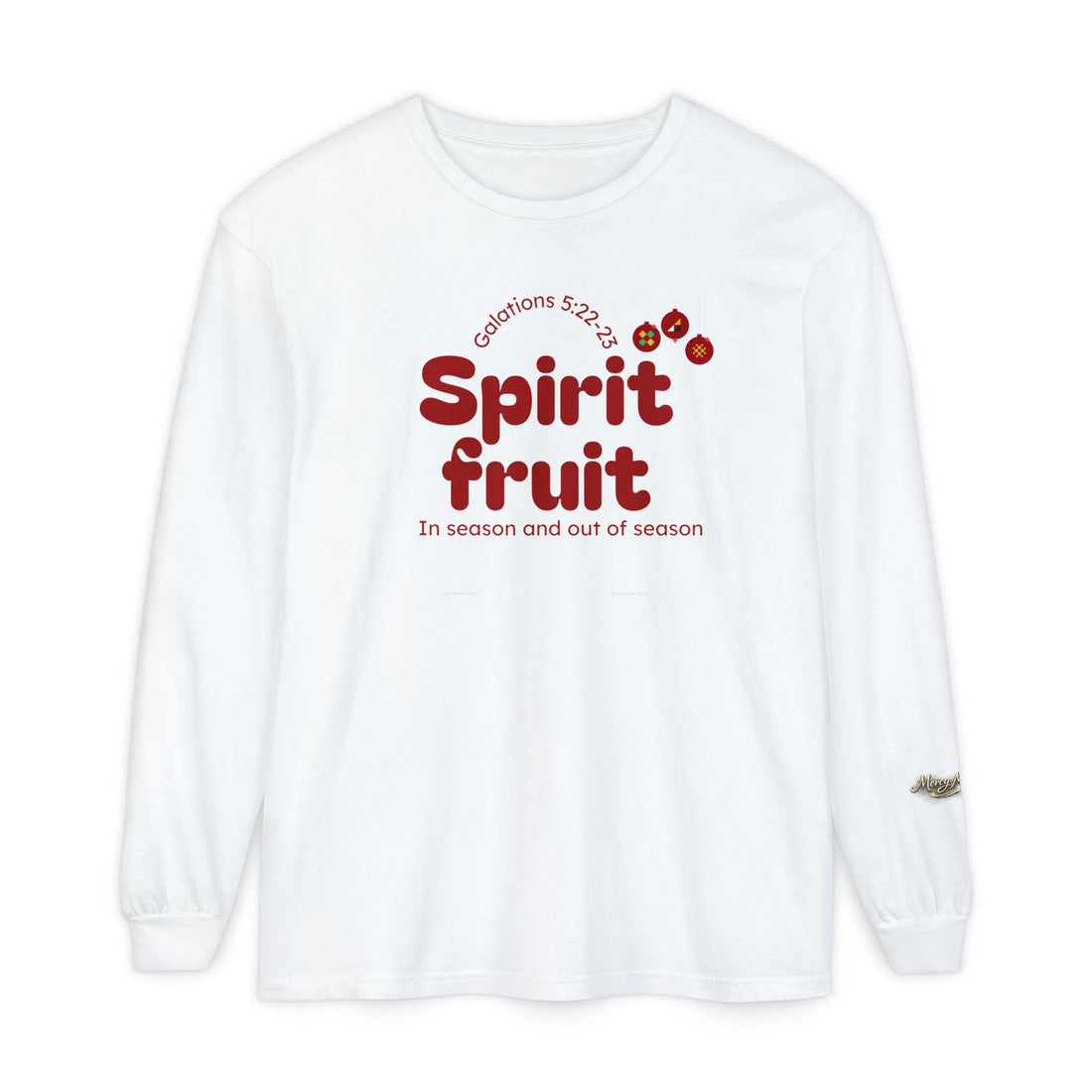 "Spirit Fruit" Galatians 5 Garment-Dyed Long Sleeve Tee — Unisex Graphic Shirt