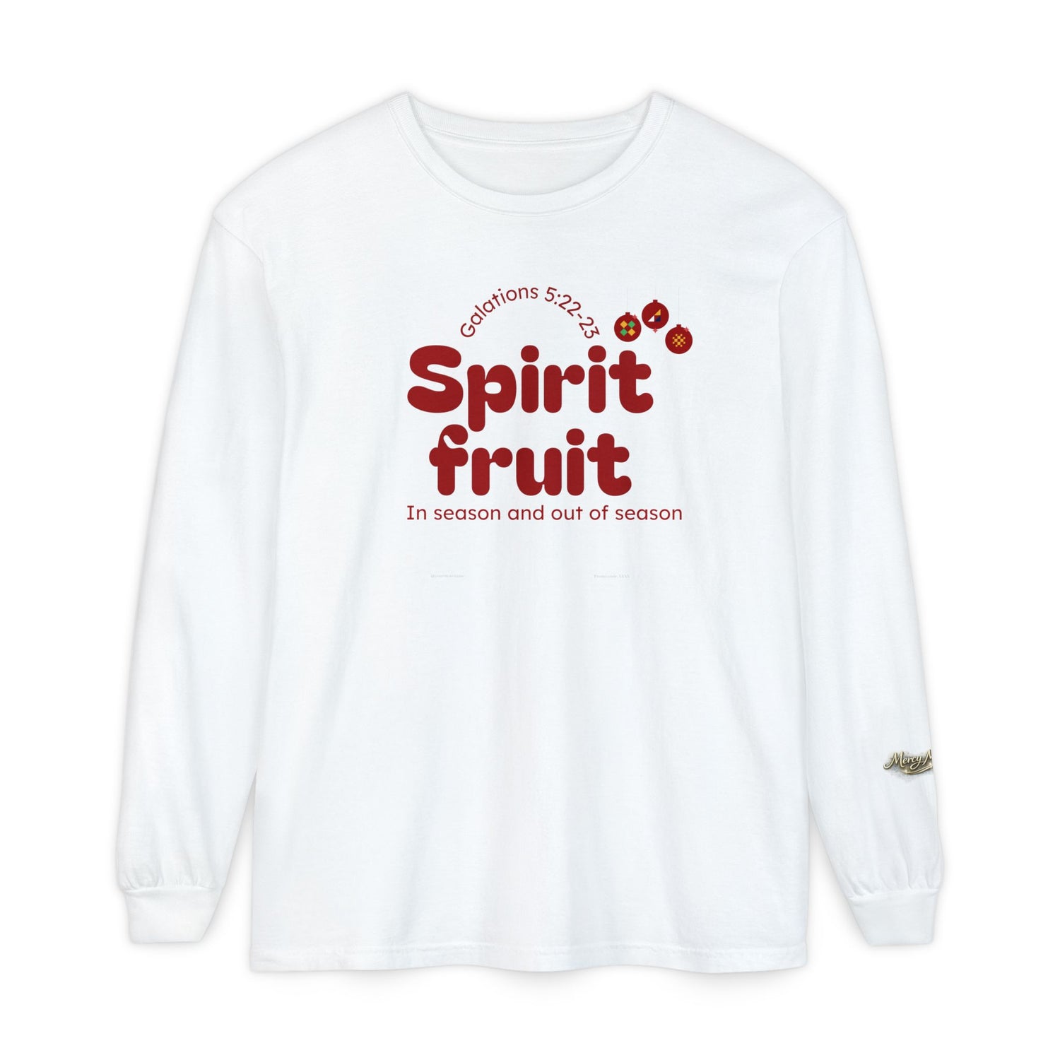 "Spirit Fruit" Galatians 5 Garment-Dyed Long Sleeve Tee — Unisex Graphic Shirt
