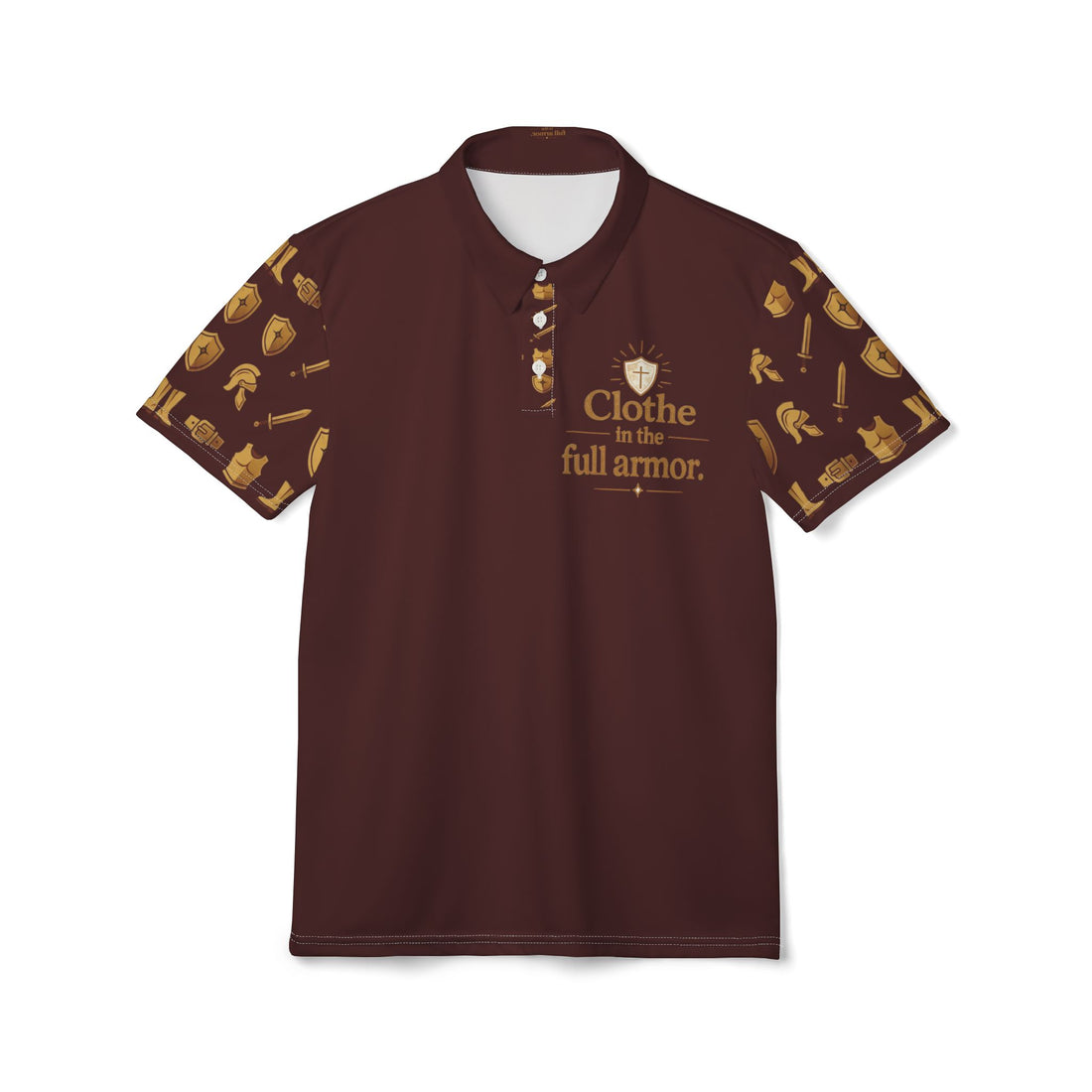 "Clothe in the Full Armor" Brown Graphic Polo Shirt — Unisex Ephesians 6:11