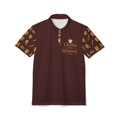 "Clothe in the Full Armor" Brown Graphic Polo Shirt — Unisex Ephesians 6:11