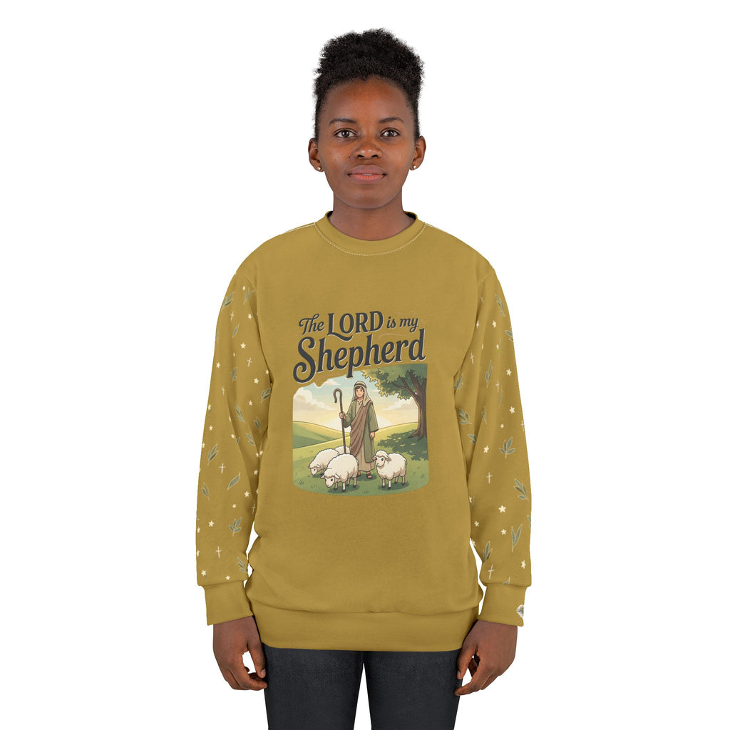Christian Sweatshirt — “The LORD is my Shepherd / I Lack Nothing” Graphic Crewneck
