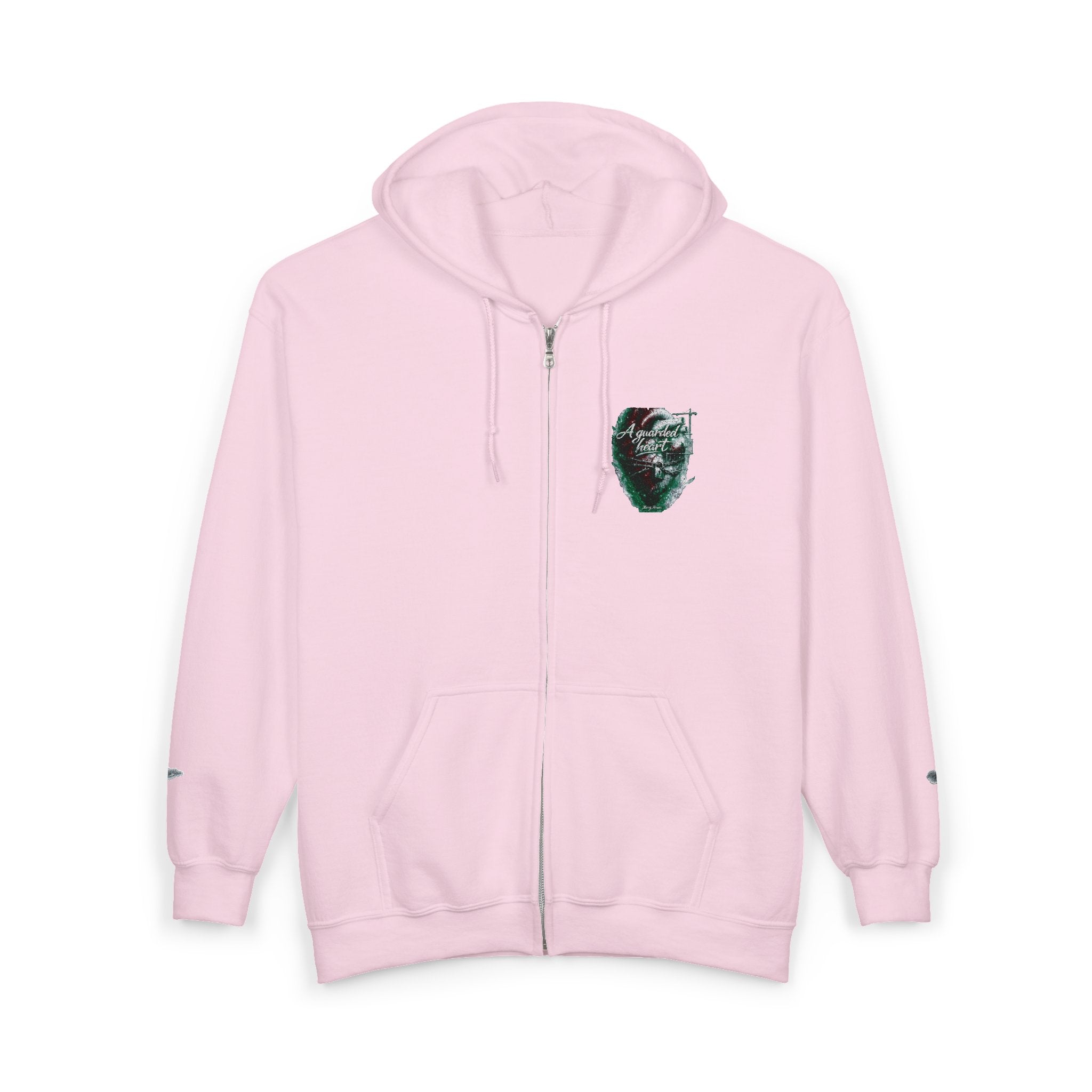 Christian Zip Hoodie — "A Guarded Heart" Abstract Faith Streetwear Jacket