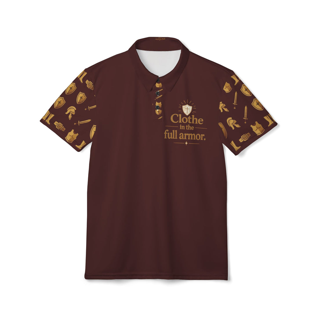 "Clothe in the Full Armor" Brown Graphic Polo Shirt — Unisex Ephesians 6:11