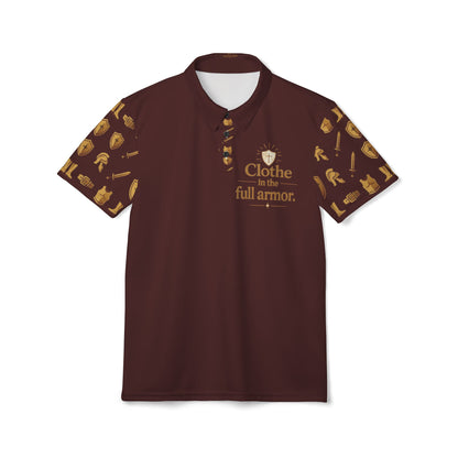 "Clothe in the Full Armor" Brown Graphic Polo Shirt — Unisex Ephesians 6:11