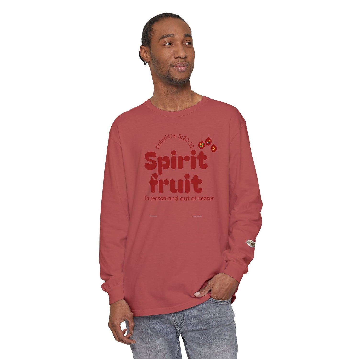 "Spirit Fruit" Galatians 5 Garment-Dyed Long Sleeve Tee — Unisex Graphic Shirt