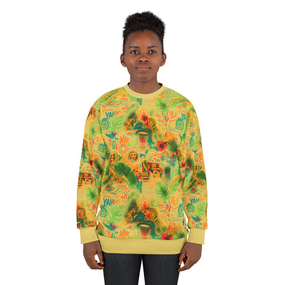 Tropical Reggae All-Over Print Sweatshirt — Vibrant Jamaican Vibes ("Yahweh ")