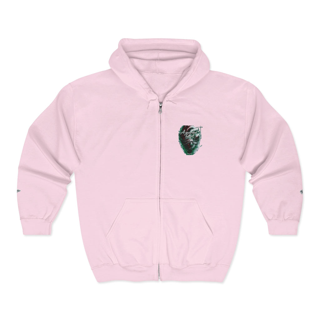 Christian Zip Hoodie — "A Guarded Heart" Abstract Faith Streetwear Jacket