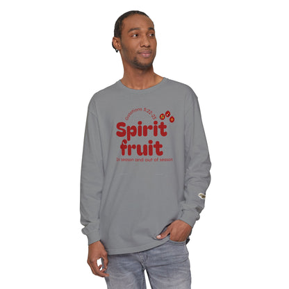 "Spirit Fruit" Galatians 5 Garment-Dyed Long Sleeve Tee — Unisex Graphic Shirt