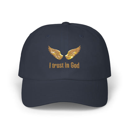 "I Trust in God" Gold Wing Embroidered Dad Cap — Adjustable Hat
