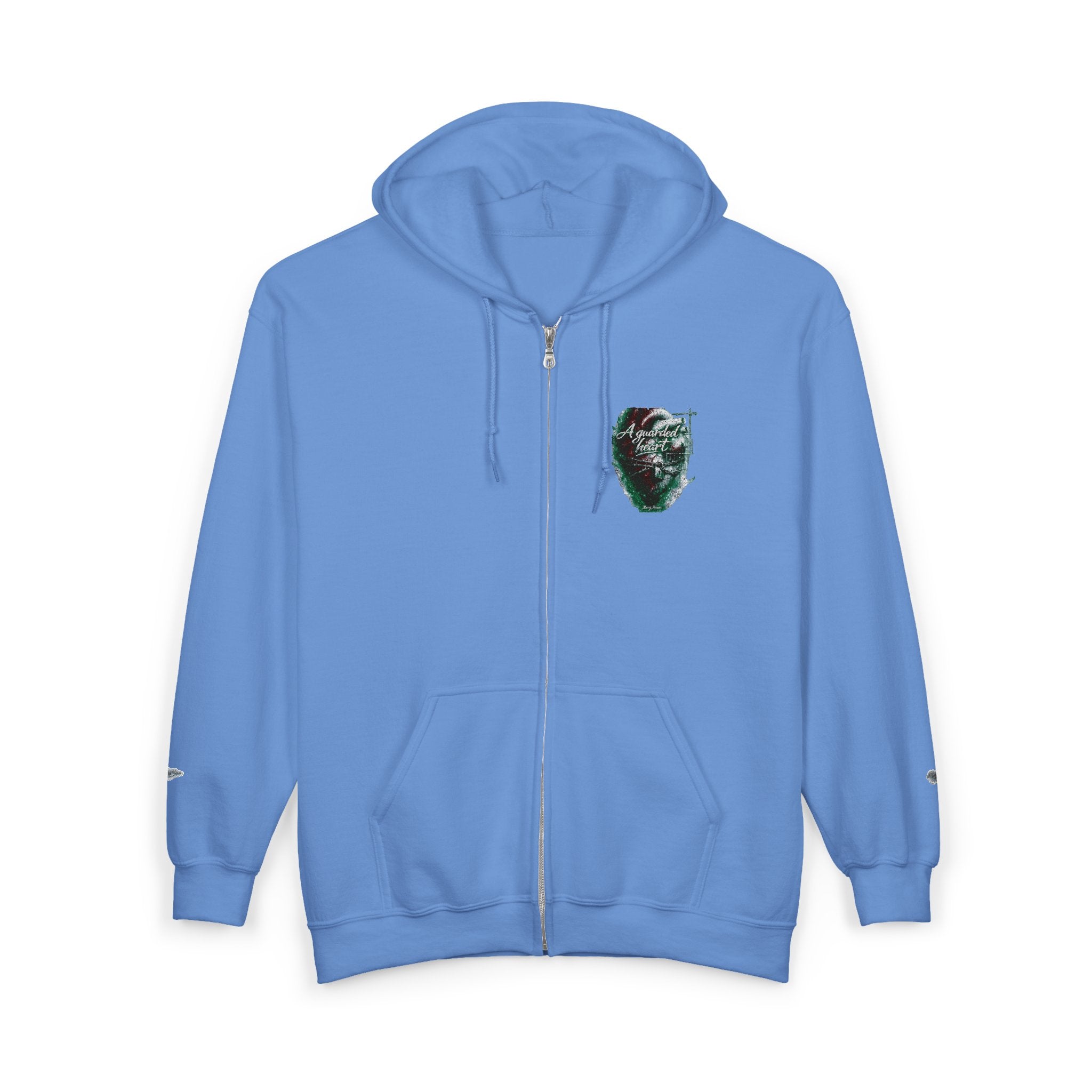 Christian Zip Hoodie — "A Guarded Heart" Abstract Faith Streetwear Jacket