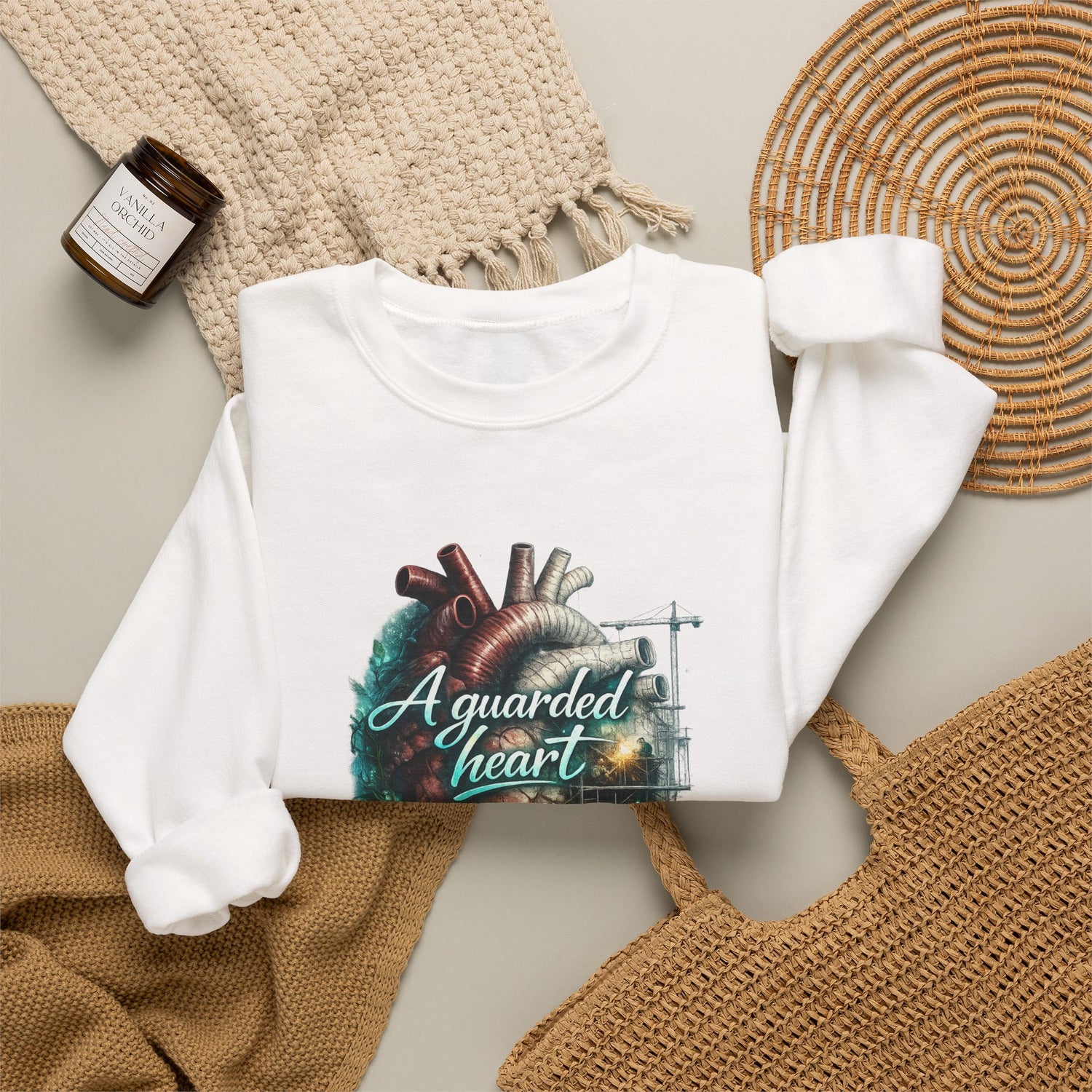 "A Guarded Heart" Crewneck Sweatshirt — Unisex Graphic Pullover