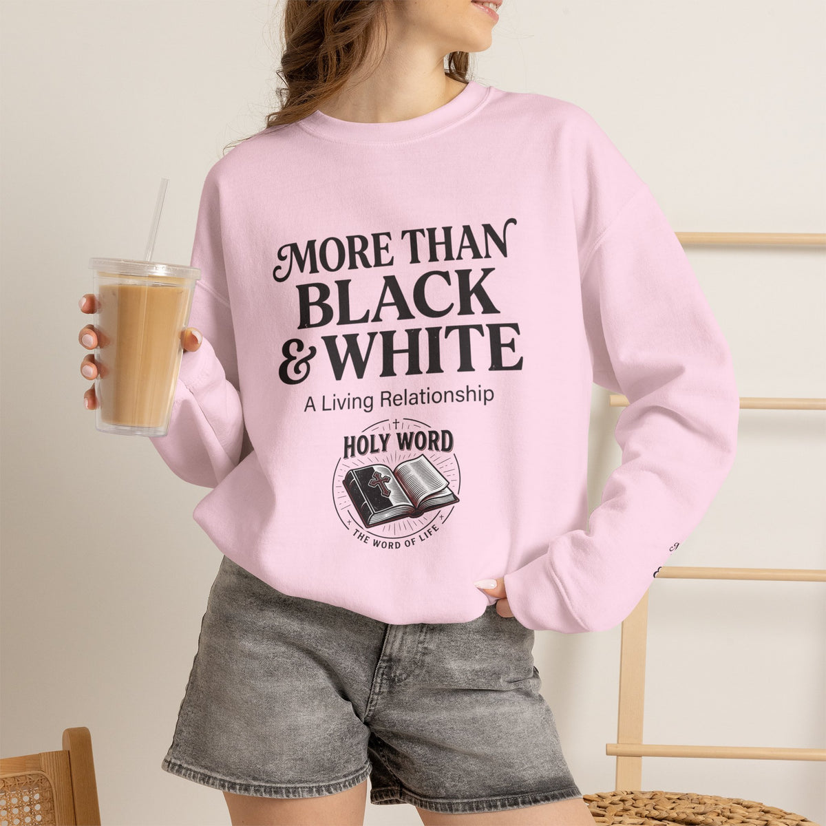 Mercy Manna More Than Black &amp; White Crewneck Sweatshirt