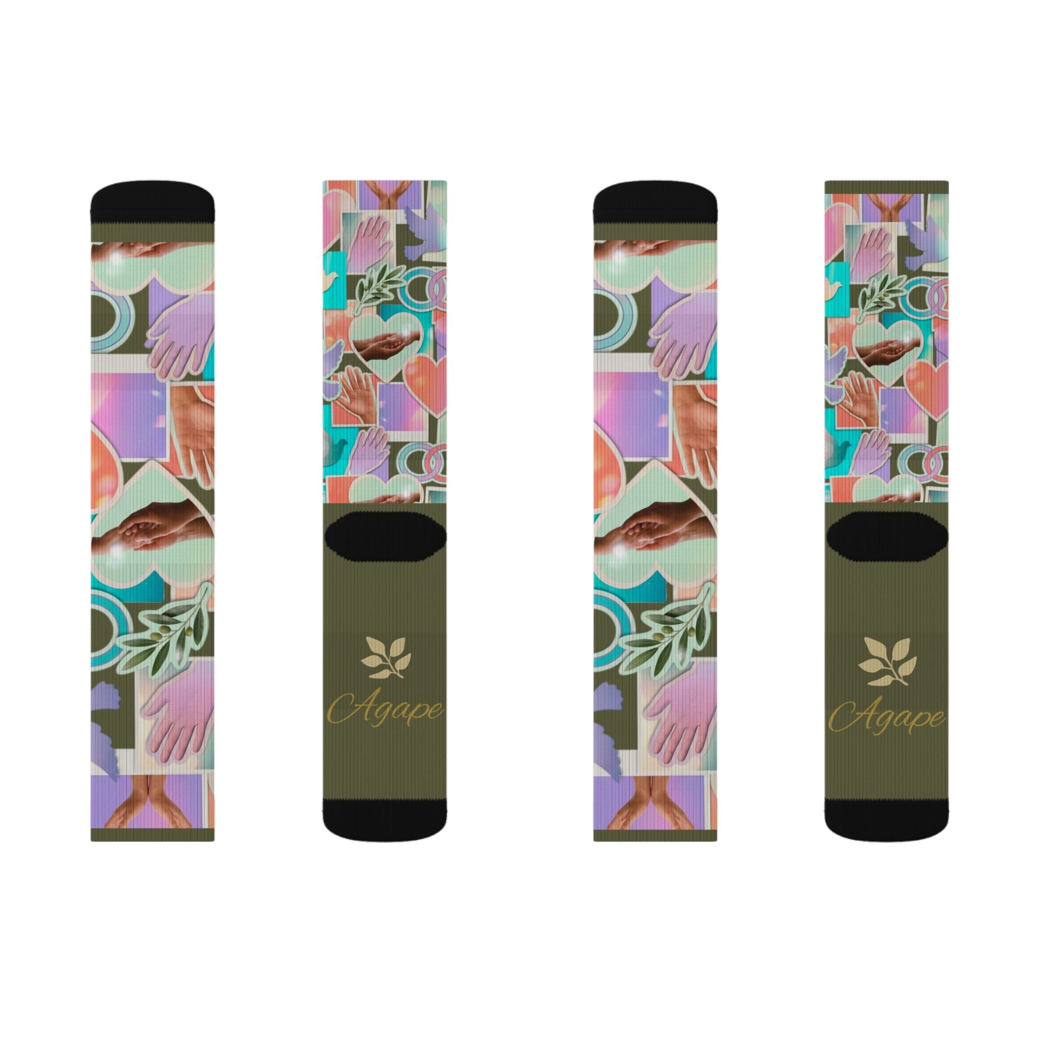 Christian Sublimation Socks — "Agape: God is Love" Faith All-Over Print Crew Socks