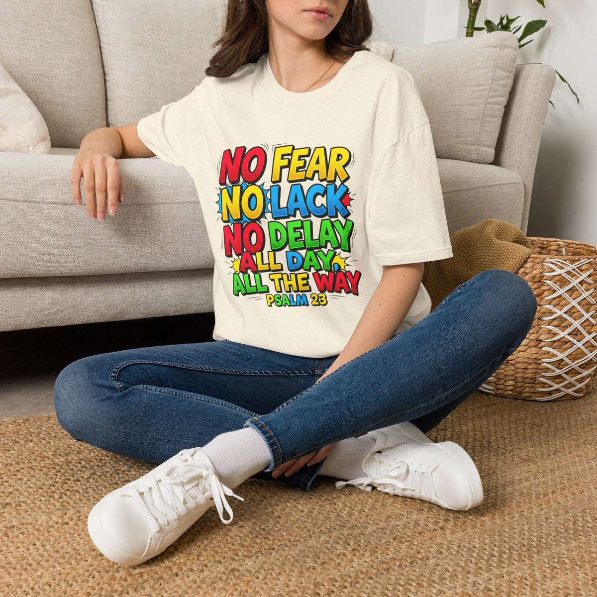 No Fear No Lack No Delay Tee — Psalm 23 Christian T-Shirt