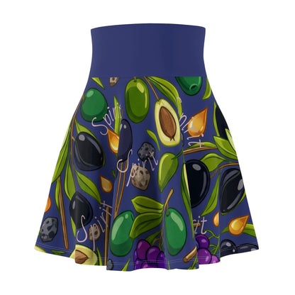 Avocado &amp; Olive Spirit Fruit Pattern Skater Skirt