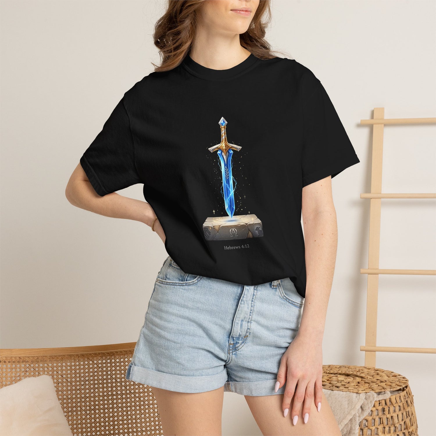 "Hebrews 4:12" Sword Graphic Tee — Unisex Cotton T-Shirt