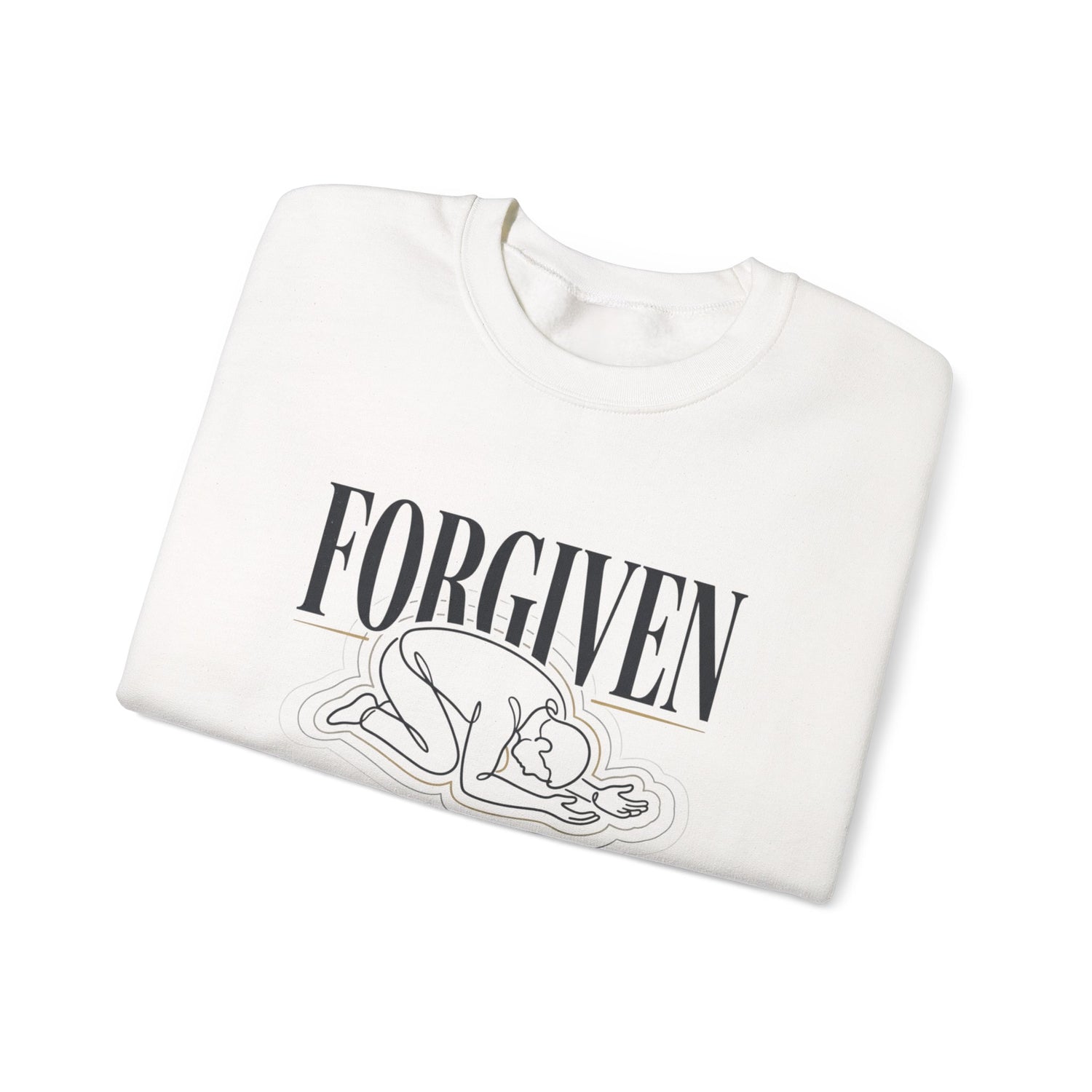 "Forgiven" Heavy Blend Crewneck Sweatshirt — Unisex Graphic Pullover