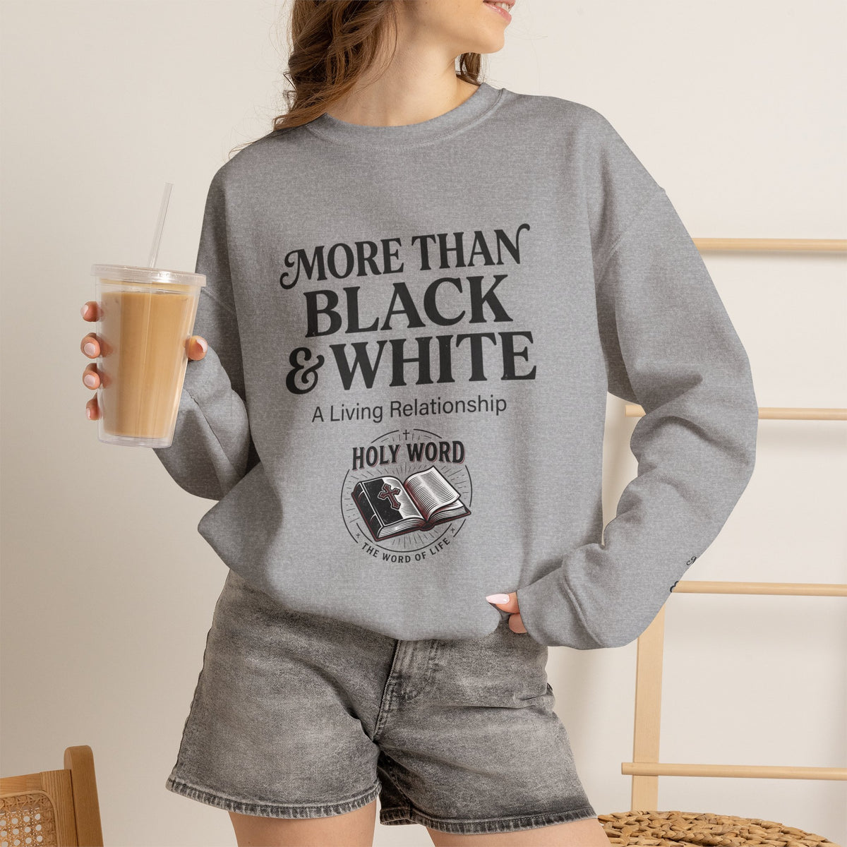 Mercy Manna More Than Black &amp; White Crewneck Sweatshirt