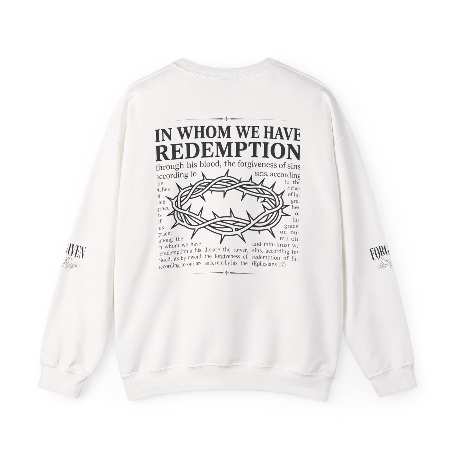 "Forgiven" Heavy Blend Crewneck Sweatshirt — Unisex Graphic Pullover