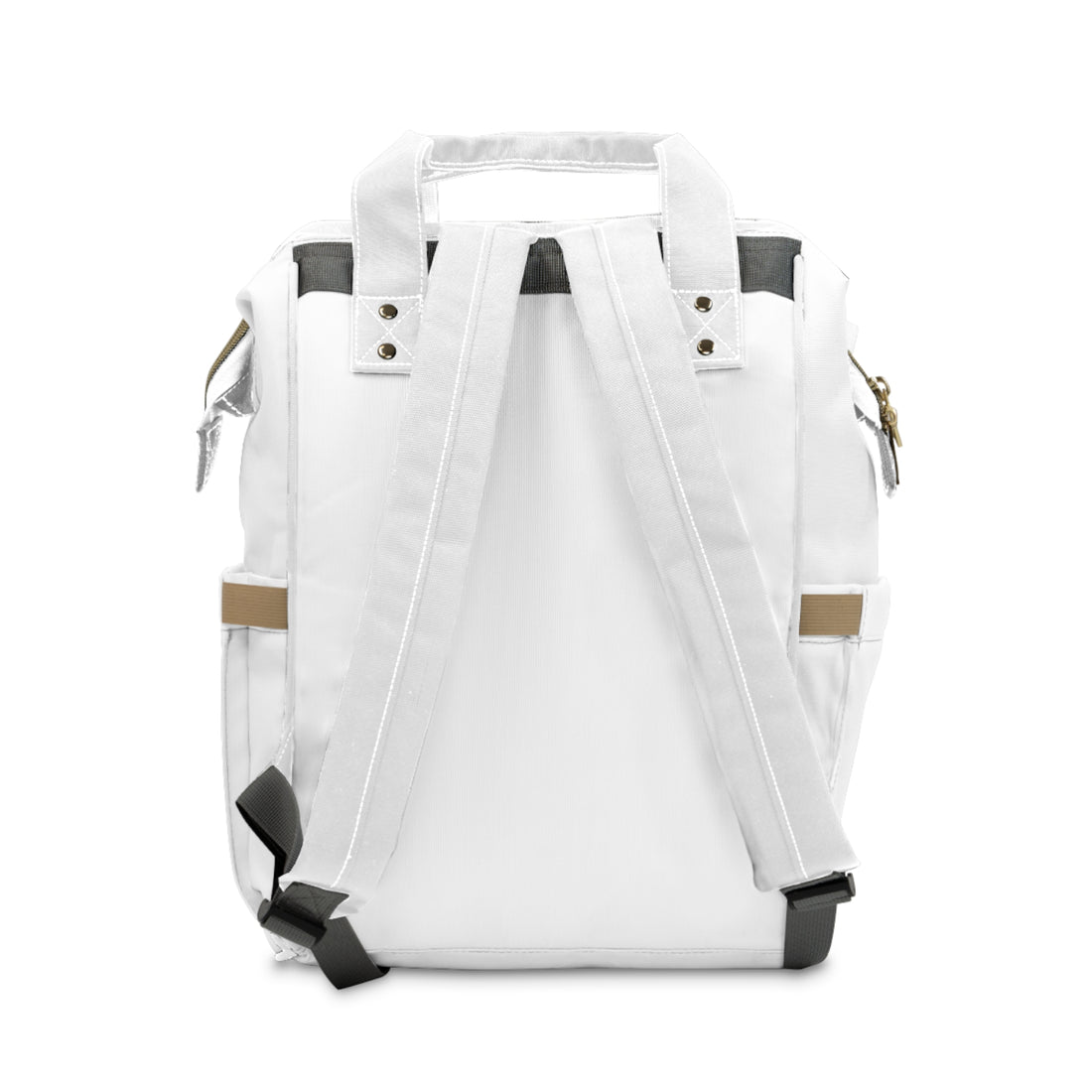 "I Trust in God" Gold Wings Diaper Backpack — Large Nylon Baby Bag for Moms