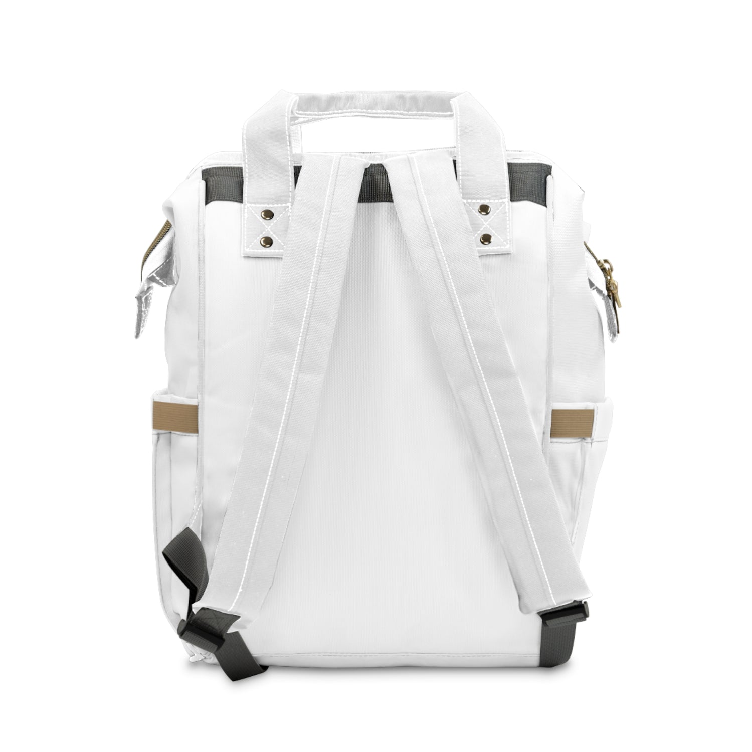"I Trust in God" Gold Wings Diaper Backpack — Large Nylon Baby Bag for Moms