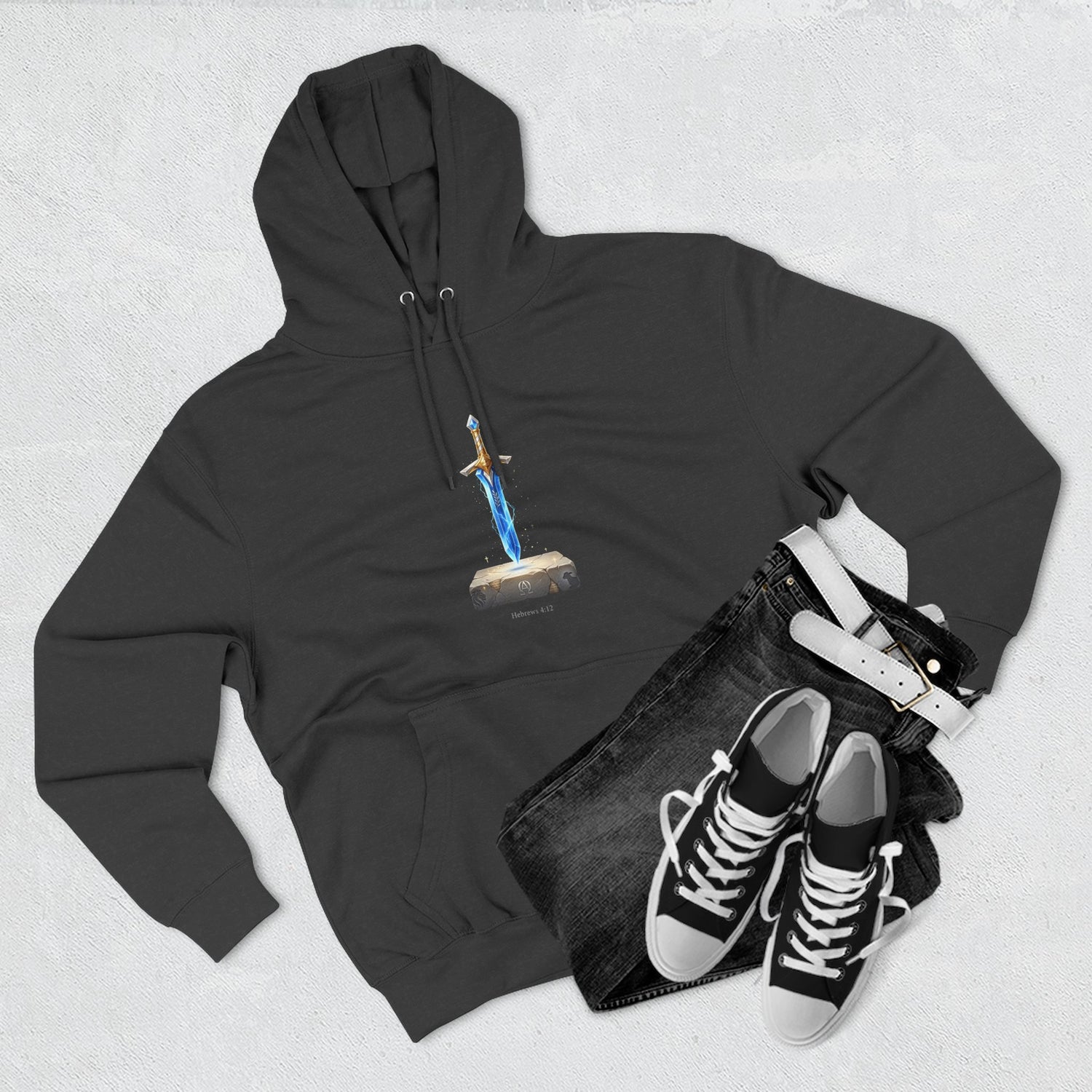 "Hebrews 4:12" Sword Graphic Pullover Hoodie — Unisex Fleece Sweatshirt