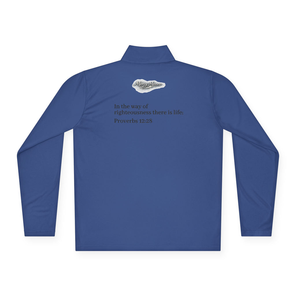 Christian Quarter-Zip Pullover — Breastplate of Righteousness Proverbs 12:28