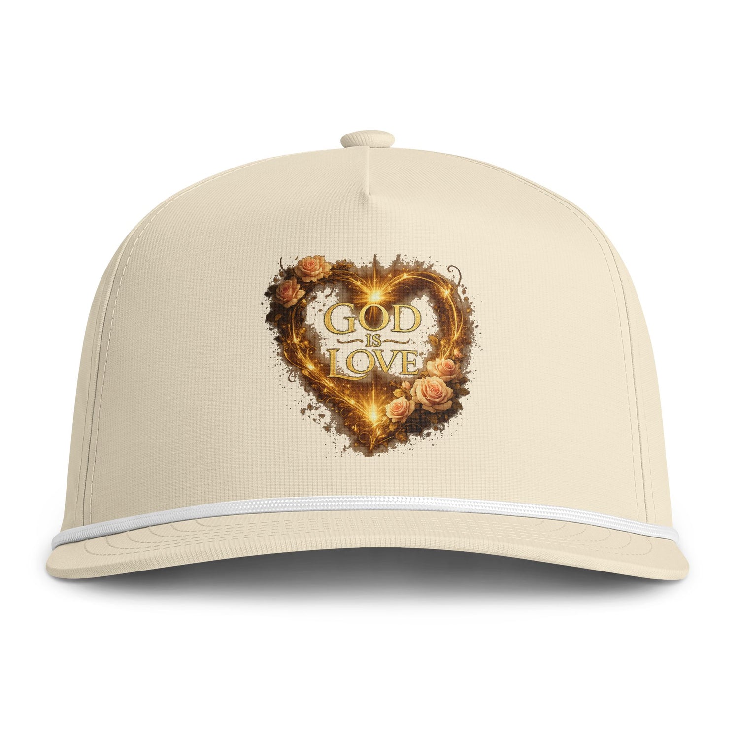"God Is Love" Heart Rope Embroidered Baseball Cap — Adjustable Dad Hat for Men &amp; Women