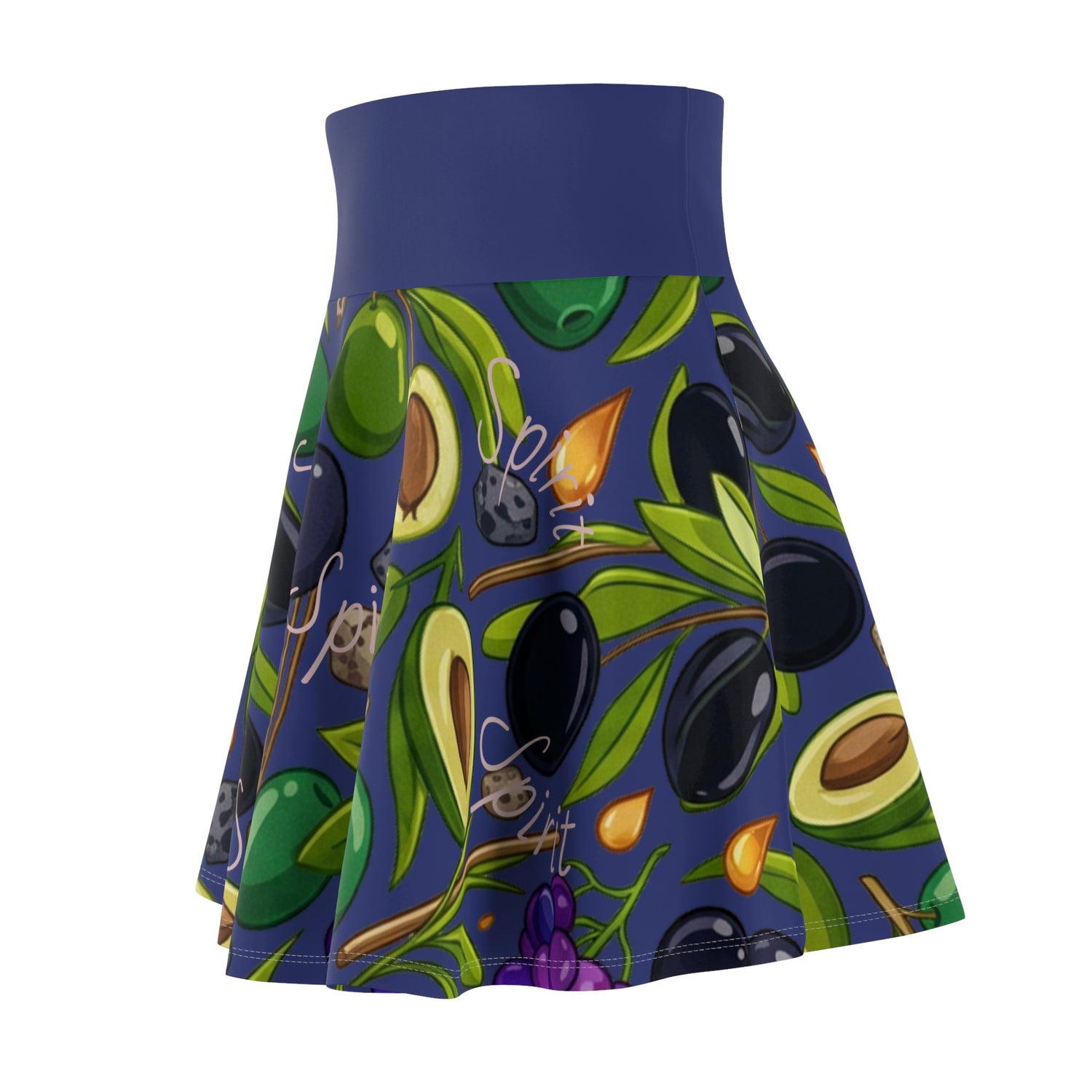 Avocado &amp; Olive Spirit Fruit Pattern Skater Skirt