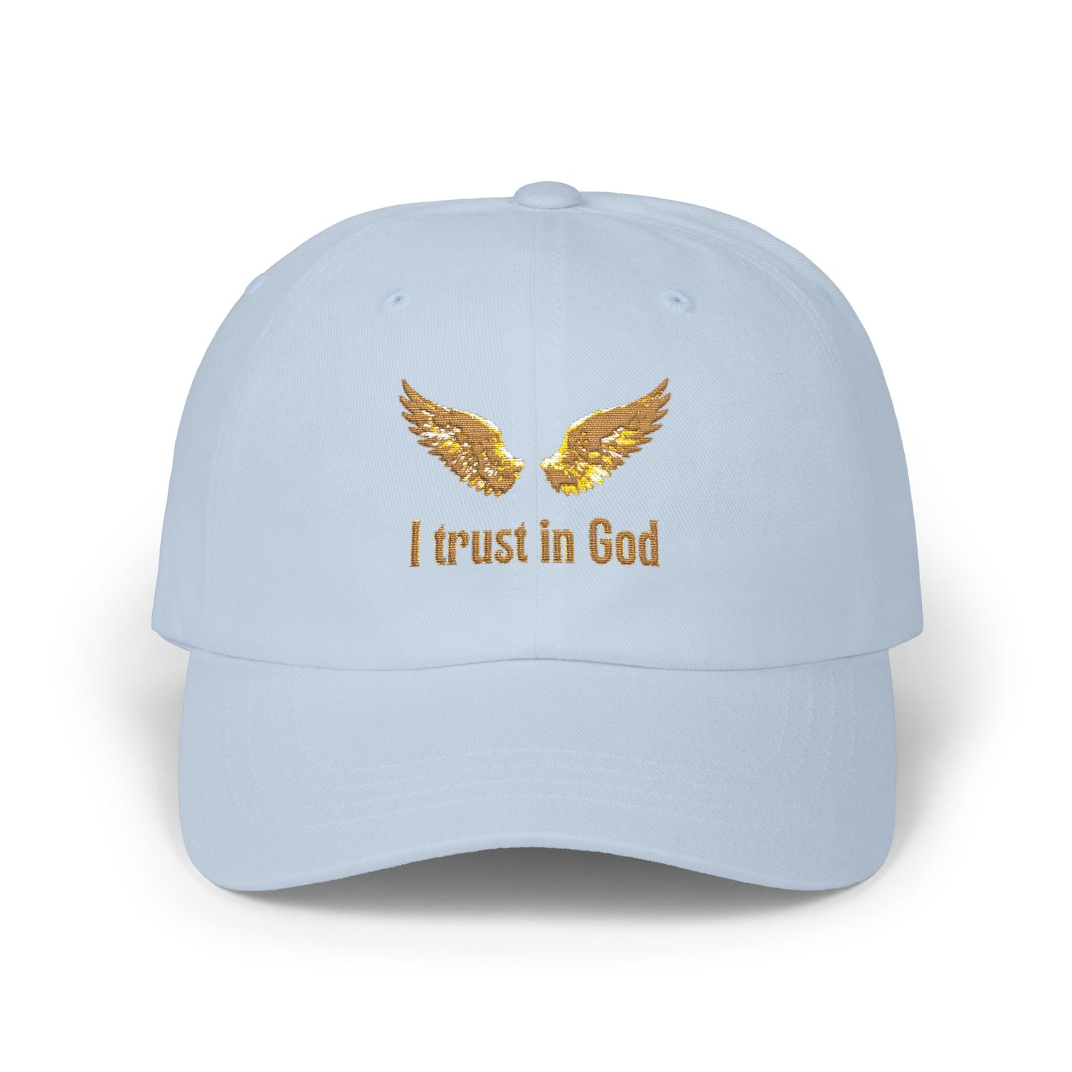 "I Trust in God" Gold Wing Embroidered Dad Cap — Adjustable Hat