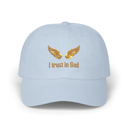 "I Trust in God" Gold Wing Embroidered Dad Cap — Adjustable Hat