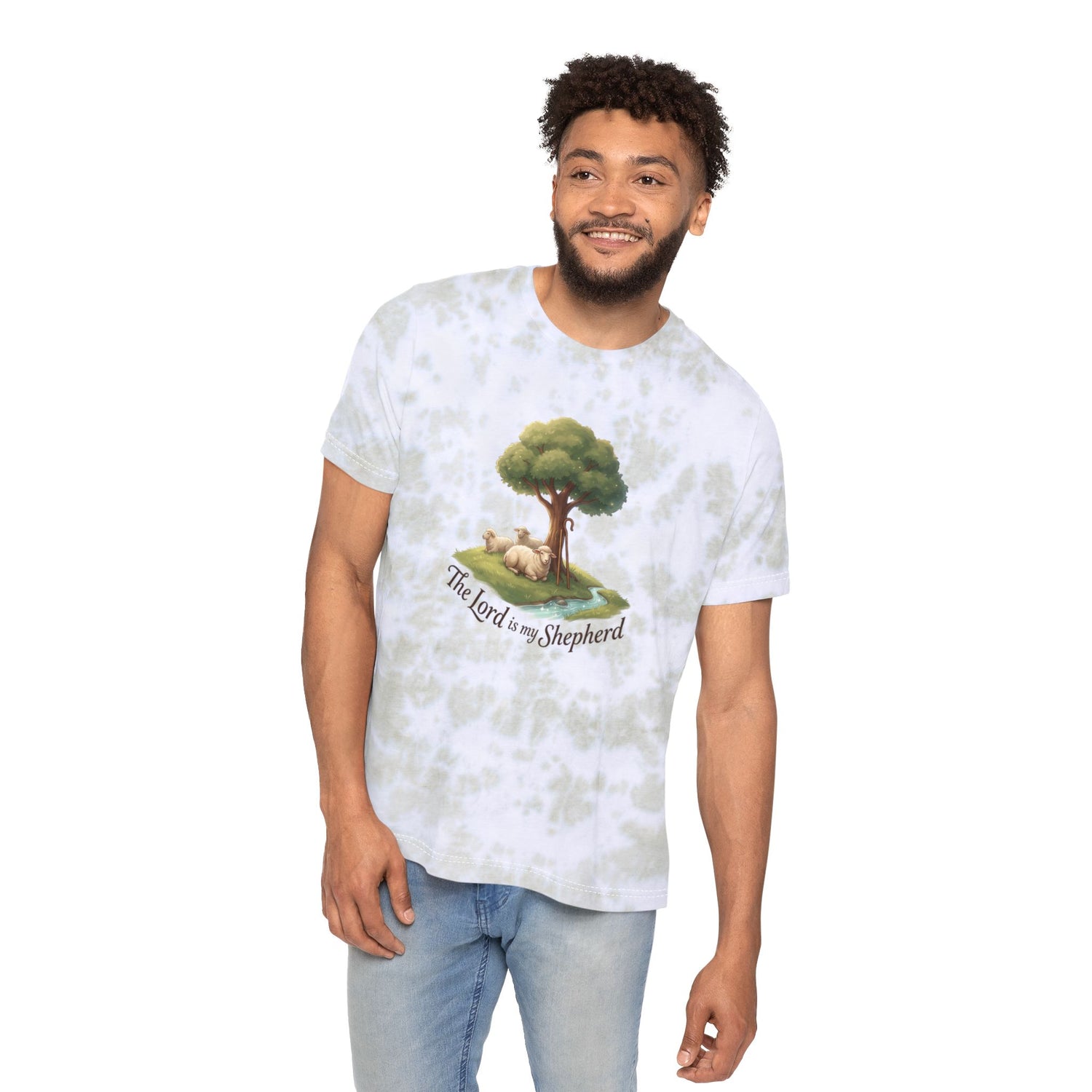 "The Lord Is My Shepherd" Tie-Dye Graphic Tee — Unisex Cotton T-Shirt