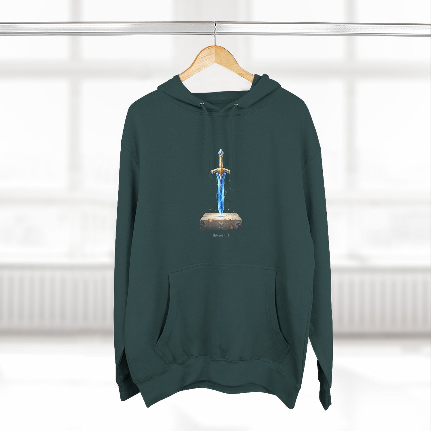 "Hebrews 4:12" Sword Graphic Pullover Hoodie — Unisex Fleece Sweatshirt