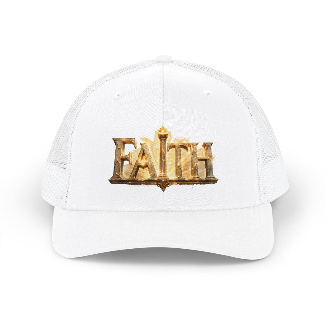 "Faith" Gold Embossed Trucker Cap — Adjustable Snapback Hat