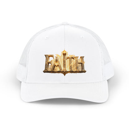 "Faith" Gold Embossed Trucker Cap — Adjustable Snapback Hat