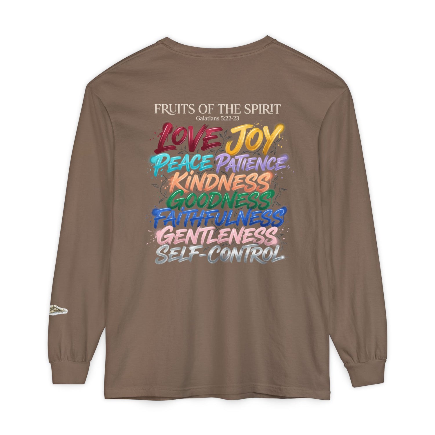 "Spirit Fruit" Galatians 5 Garment-Dyed Long Sleeve Tee — Unisex Graphic Shirt