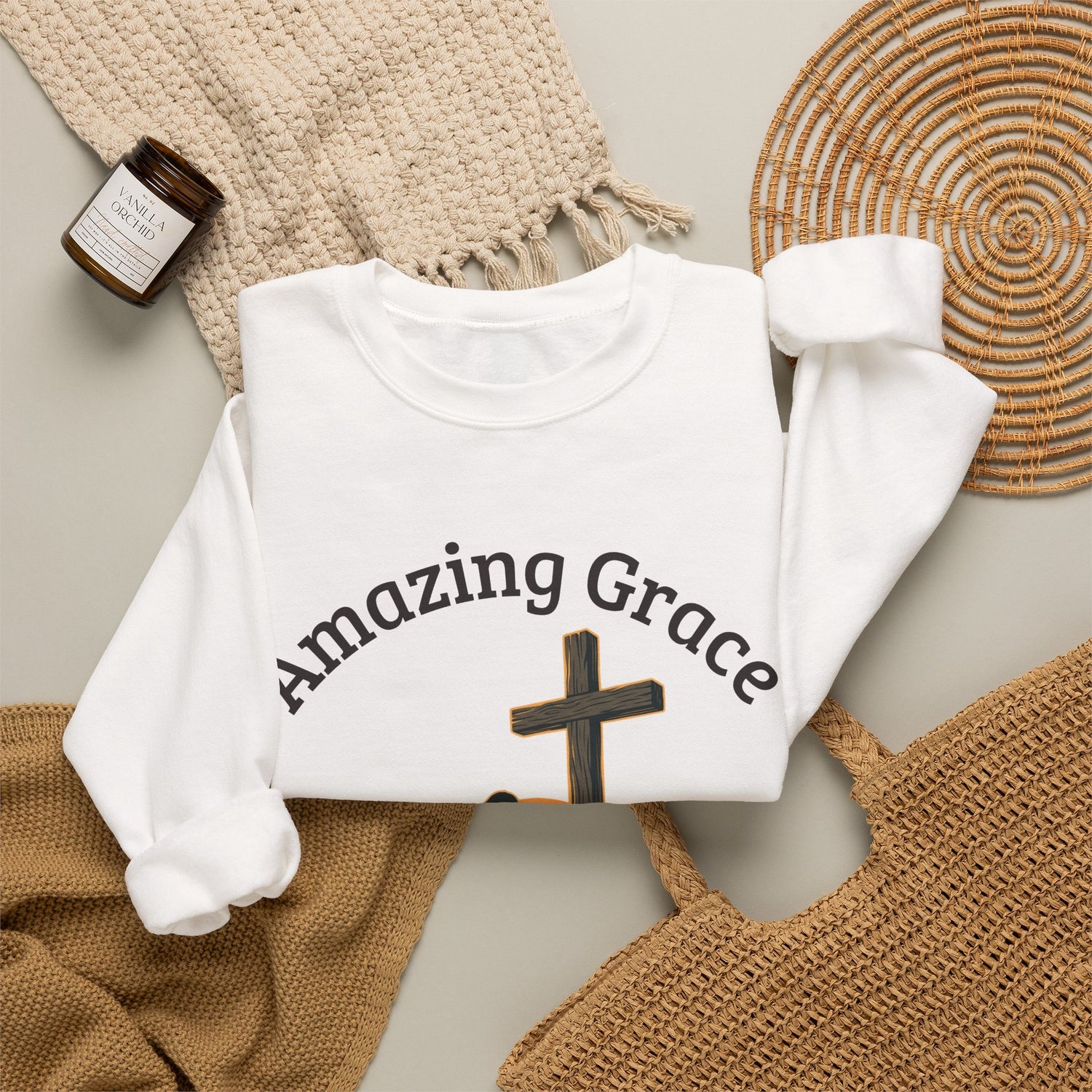"Amazing Grace" Hallelujah Graphic Crewneck Sweatshirt — Unisex Pullover