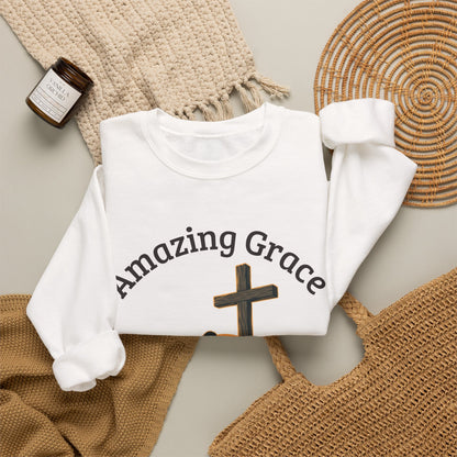 "Amazing Grace" Hallelujah Graphic Crewneck Sweatshirt — Unisex Pullover