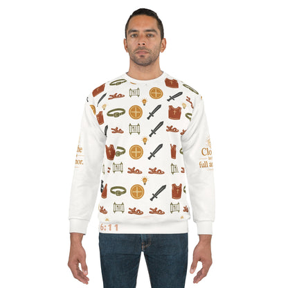 Armor &amp; Shield All-Over Print Crewneck Sweatshirt — Unisex Graphic Pullover