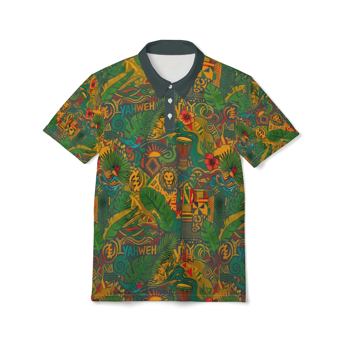 Tropical Kingdom Polo Shirt — All-Over Vibrant Botanical Print