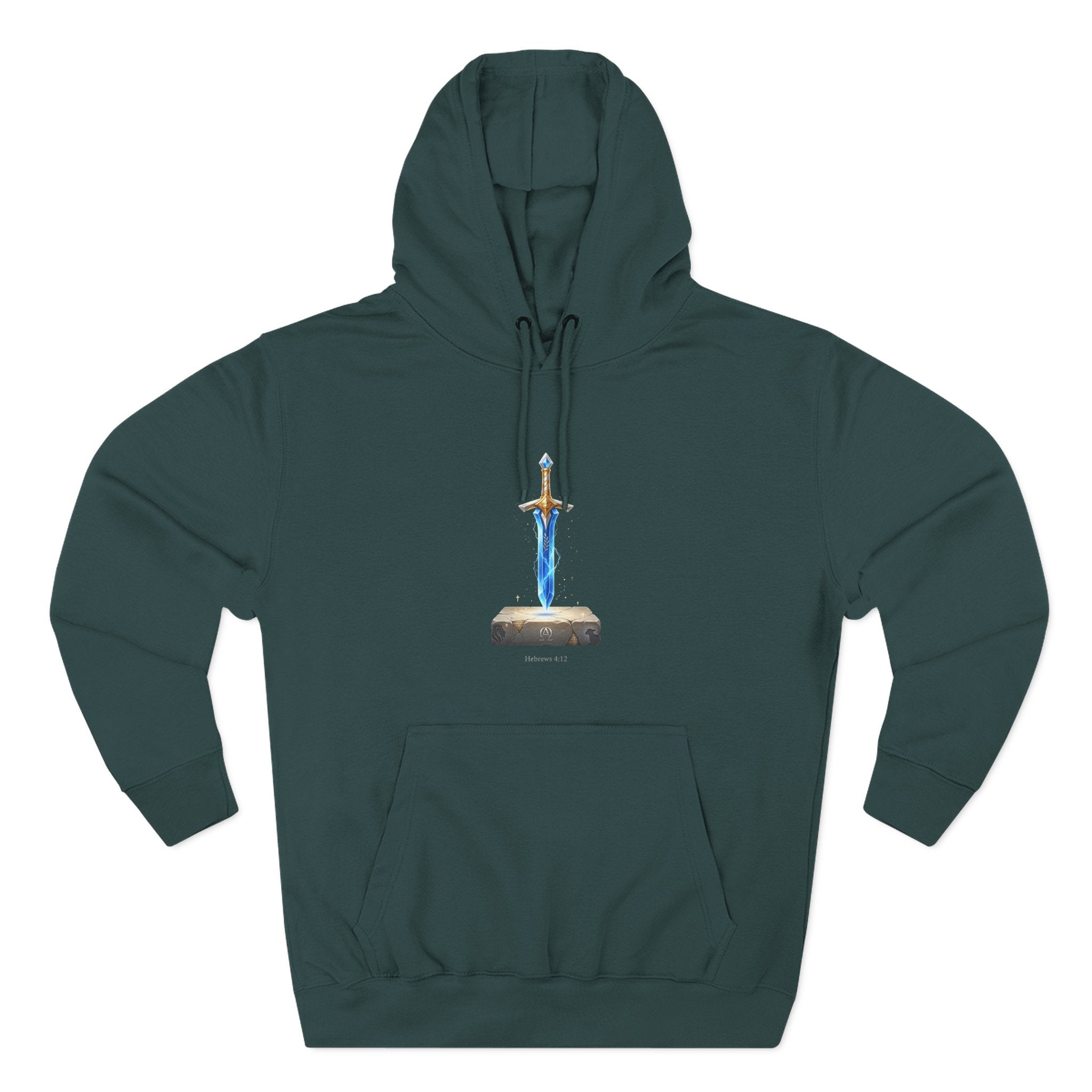 "Hebrews 4:12" Sword Graphic Pullover Hoodie — Unisex Fleece Sweatshirt